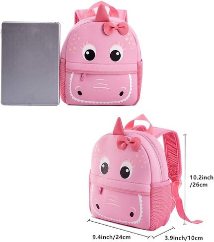 KK CRAFTS Preschool Toddler Backpack with Leash, 3D Cute Cartoon Neoprene Animal Schoolbag for Kids Boys Girls(Baby Unicorn) in Saudi Arabia