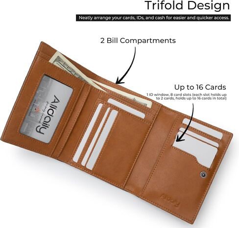 Alldaily Trifold Small RFID Blocking Wallet Slim Credit Card Wallet with with Zipper Pocket (Black) in Kuwait