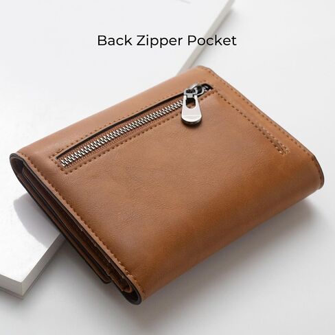 Alldaily Trifold Small RFID Blocking Wallet Slim Credit Card Wallet with with Zipper Pocket (Black) in Kuwait