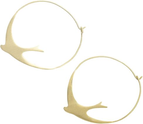INK+ALLOY Bird Earrings for Women, Amelia Brass Circle Bird Hoop Earrings, Boho Large Statement Hoops, Handmade Jewelry for the Modern Bohemian, 1.75-Inches in Kuwait