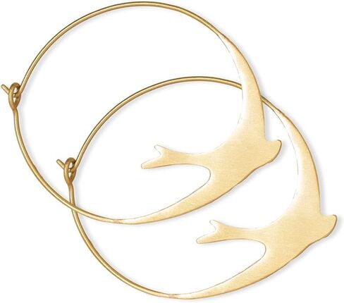 INK+ALLOY Bird Earrings for Women, Amelia Brass Circle Bird Hoop Earrings, Boho Large Statement Hoops, Handmade Jewelry for the Modern Bohemian, 1.75-Inches in Saudi Arabia