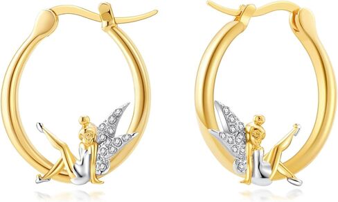 Fairy Angel Hoop Earrings Hypoallergenic Gold Plated Wing Earring for Girl in Saudi Arabia