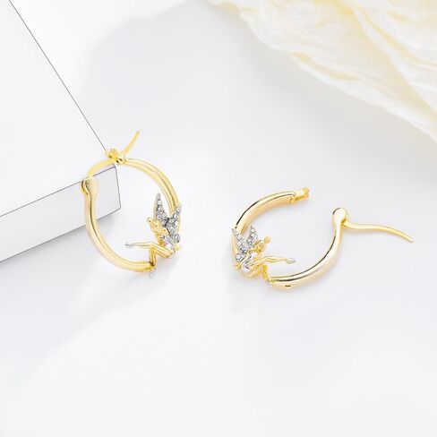 Fairy Angel Hoop Earrings Hypoallergenic Gold Plated Wing Earring for Girl in Saudi Arabia