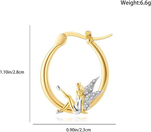 Fairy Angel Hoop Earrings Hypoallergenic Gold Plated Wing Earring for Girl in Saudi Arabia