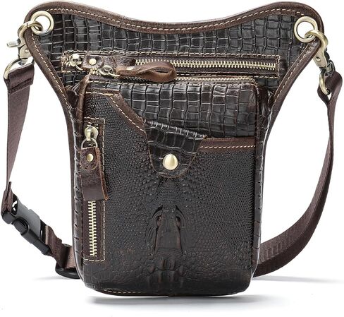 NIUCUNZH حقيبة جلدية حقيقية قطرة الساق دراجة نارية الفخذ محفظة الورك الحقيبة الخصر حزمة مراوح للنساء الرجال الأسود in Kuwait