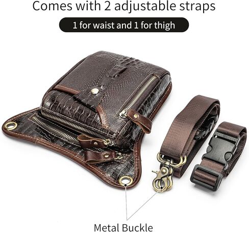 NIUCUNZH حقيبة جلدية حقيقية قطرة الساق دراجة نارية الفخذ محفظة الورك الحقيبة الخصر حزمة مراوح للنساء الرجال الأسود in Kuwait