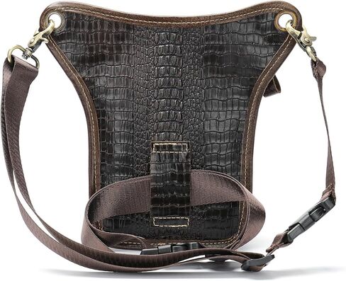 NIUCUNZH حقيبة جلدية حقيقية قطرة الساق دراجة نارية الفخذ محفظة الورك الحقيبة الخصر حزمة مراوح للنساء الرجال الأسود in Kuwait