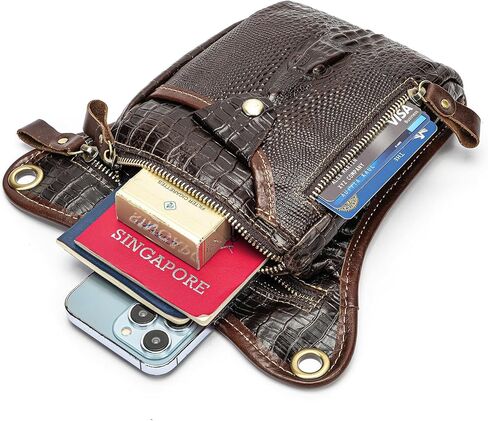 NIUCUNZH حقيبة جلدية حقيقية قطرة الساق دراجة نارية الفخذ محفظة الورك الحقيبة الخصر حزمة مراوح للنساء الرجال الأسود in Kuwait