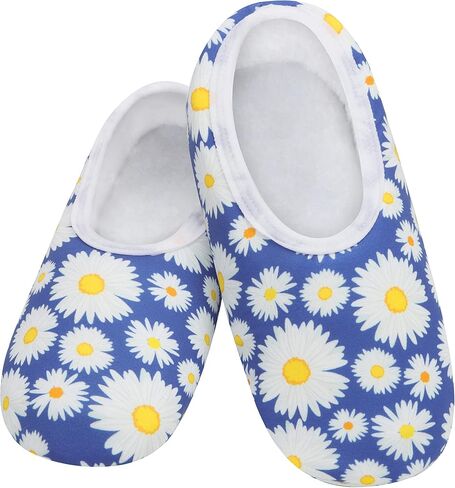 جوارب Snoozies Skinnies Slipper - شباشب مريحة وقابلة للطي للنساء، جوارب غير قابلة للانزلاق للسفر وفي الداخل - برايت ديزي in Kuwait