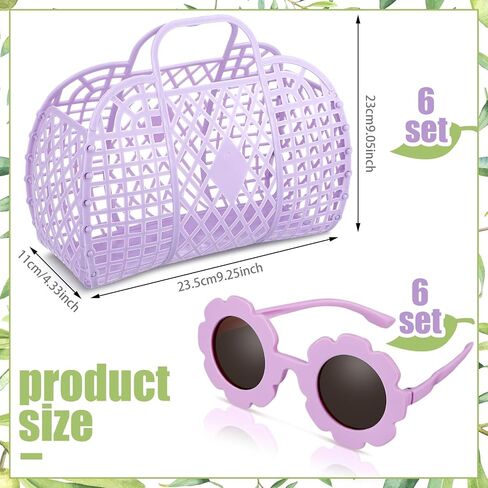 12 Pcs Jelly Bags with Sunglasses Jelly Purse Jelly Basket Reusable Tote Beach Handbags for Women in Kuwait