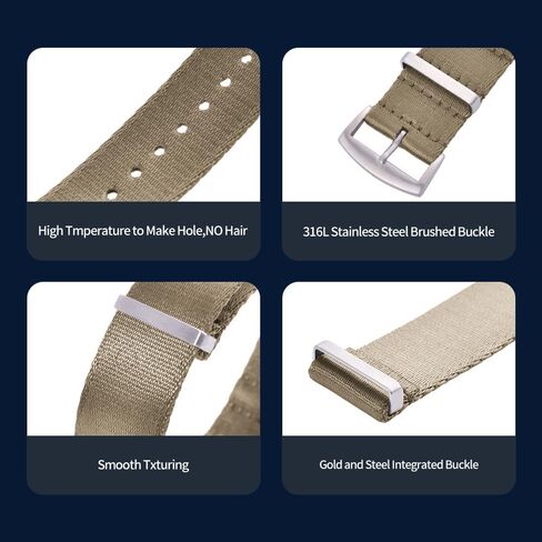 Military Ballistic Nylon Watch Strap - Seat Belt Choice of Color 20mm or 22mm for Men Women in Kuwait