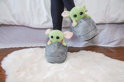 Robe Factory LLC Star Wars: The Mandalorian Child Grogu 3D Slippers | Baby Yoda-Themed Soft Plush House Shoe With Non-Slip Sole Comfortable Footwear Women Kids in Saudi Arabia