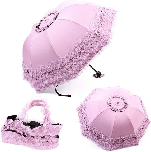 WANLIAN Lace Windproof Folding Sunny and Rainy Umbrella Ultraviolet-Proof Anti Sun UV Protection Parasol Umbrella in Saudi Arabia