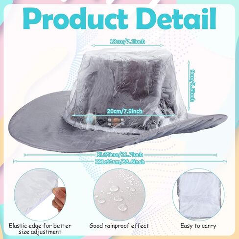 Funtery 10 Pcs XXL Cowboy Hat Cover Cowboy Hat Rain Covers Plastic Hat Covers Cowboy Hat Protectors Keep from Rain Snow Dust in Saudi Arabia