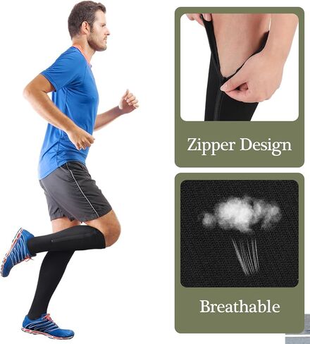Tarpop 4 أزواج الرجال جوارب ضغط سستة ملونة 20-30mmhg جوارب ضغط مع سحاب للرجال النساء تورم وذمة in Kuwait