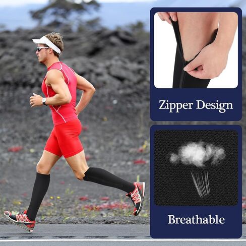 Tarpop 4 أزواج الرجال جوارب ضغط سستة ملونة 20-30mmhg جوارب ضغط مع سحاب للرجال النساء تورم وذمة in Kuwait