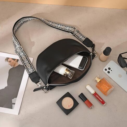 GICEY Fanny Packs للنساء حقيبة كروس بحزام للنساء مع حزام جيتار من جلد البولي يوريثان حقائب كروس للنساء بتصميم عصري لطيف للسفر كل يوم (بني) in Kuwait