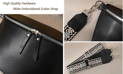 GICEY Fanny Packs للنساء حقيبة كروس بحزام للنساء مع حزام جيتار من جلد البولي يوريثان حقائب كروس للنساء بتصميم عصري لطيف للسفر كل يوم (بني) in Kuwait
