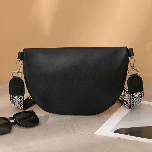 GICEY Fanny Packs للنساء حقيبة كروس بحزام للنساء مع حزام جيتار من جلد البولي يوريثان حقائب كروس للنساء بتصميم عصري لطيف للسفر كل يوم (بني) in Kuwait