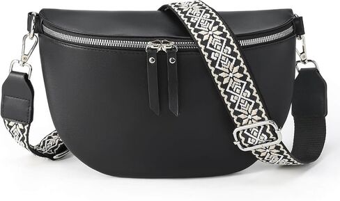 GICEY Fanny Packs للنساء حقيبة كروس بحزام للنساء مع حزام جيتار من جلد البولي يوريثان حقائب كروس للنساء بتصميم عصري لطيف للسفر كل يوم (بني) in Kuwait