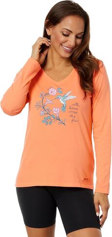 Life is Good Hummingbird Brave Wings Long Sleeve Crusher™ Vee in Saudi Arabia