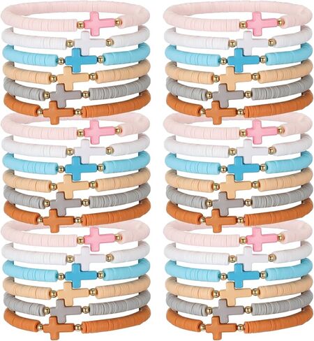 36 Pcs Cross Silicone Bracelet Christian Bracelet Jesus Prayer Beaded Bracelet Religious Faith Bracelet for Women Men in Kuwait