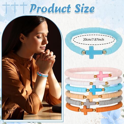 36 Pcs Cross Silicone Bracelet Christian Bracelet Jesus Prayer Beaded Bracelet Religious Faith Bracelet for Women Men in Kuwait