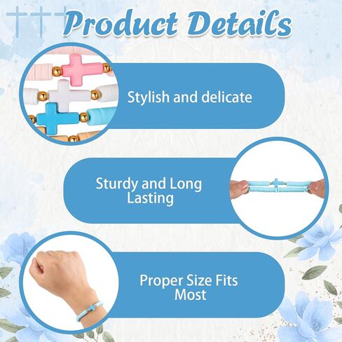36 Pcs Cross Silicone Bracelet Christian Bracelet Jesus Prayer Beaded Bracelet Religious Faith Bracelet for Women Men in Kuwait
