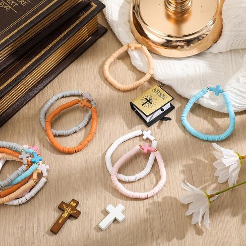 36 Pcs Cross Silicone Bracelet Christian Bracelet Jesus Prayer Beaded Bracelet Religious Faith Bracelet for Women Men in Kuwait