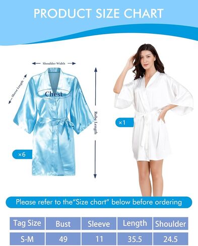 EPLAZA 7 Pcs Women Silky Satin Robe Wedding Bridal Party Bride Bridesmaid Robes Kimono Loungewear Dressing Gowns in Saudi Arabia