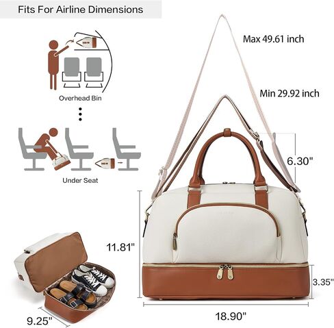 BOSTANTEN Weekender Bags for Women Leather Travel Duffel Overnight Bag Large Duffle with Shoe Compartment &Trolley Sleeve in Kuwait
