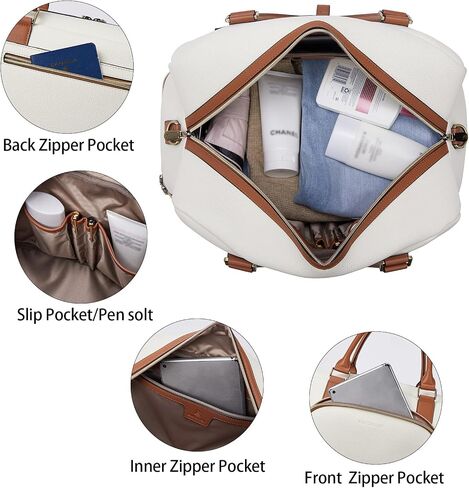 BOSTANTEN Weekender Bags for Women Leather Travel Duffel Overnight Bag Large Duffle with Shoe Compartment &Trolley Sleeve in Kuwait