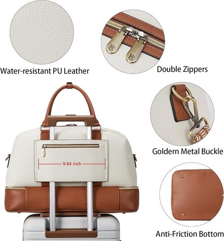 BOSTANTEN Weekender Bags for Women Leather Travel Duffel Overnight Bag Large Duffle with Shoe Compartment &Trolley Sleeve in Kuwait