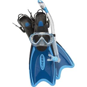 Cressi Adult Light Weight Premium Travel Snorkel Set - Mask & Fins Made in Italy - Palau Set