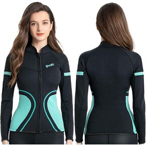 Wetsuit Top Women, 2mm Wetsuits Jacket Neoprene Tops for Water Sports Diving Surfing Swimming