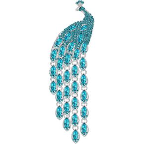 Rhinestone Peacock Tassel Brooch Pins for Women Fashion