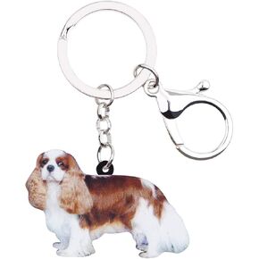 Acrylic Cute Double Cavalier King Charles Spaniel Dog Keychain Pet Charms For Women Girl Bag Car Wallet