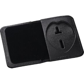 Large Shield with Eagle Top Hidden Badge Bi-Fold Wallet (Cutout PF-15) Black Leather