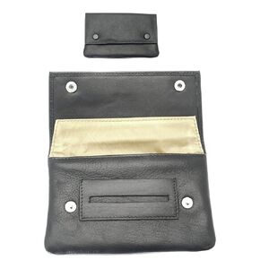 Premium Soft Black Leather Cigarette Rolling Tobacco Pouch Case Organiser