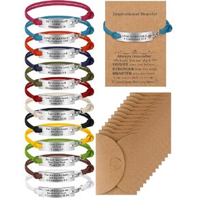 Bucherry 12 Pack Bible Christian Gifts for Women Men with Gift Cards Envelopes Engraved Inspirational Bible Verse Bracelets