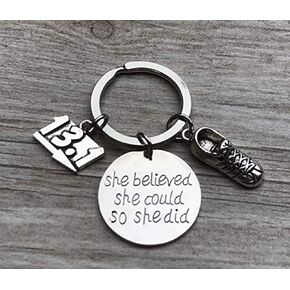 Sportybella - 13.1 Keychain, Half Marathon Runner Running Jewelry, 1/2 Marathon Gift for Girls and Women, Gift for Runners