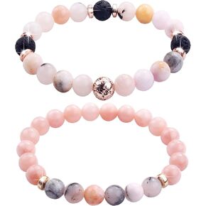 8mm Natural Stone Healing Bracelet for Women， Anxiety Crystal Yoga Meditation Beaded Bracelet，Essential Oil Relaxation Gifts