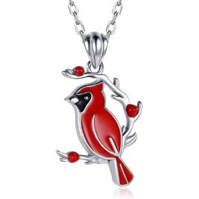 Red Cardinal Necklace 925 Sterling Silver I am Always With You Memorial Pendant Jewelry Gifts for Women