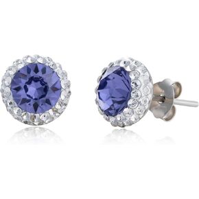 Sterling Silver Crystal Halo Stud Earrings