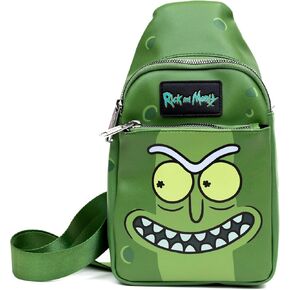 Buckle-Down Rick and Morty Vegan Leather Crossbody Sling Bag with Adjustable Straps