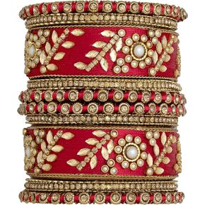 Aheli Traditional Wedding Designer Silk Thread Faux Stone Studded Bridal Bangle Set Chuda Indian Ethnic Bollywood Fashion Jewelry for Women Blue