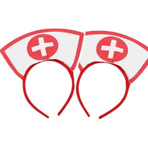 زي قبعة الممرضات، قطعتان من عصابة رأس الهالوين، إكسسوارات الممرضات الدموية، قبعة الممرضات الحمراء، لوازم الحفلات in Kuwait