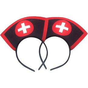 Nurse Hat Costume, 2 PCS Halloween Headband Bloody Nurse Accessories Red Cross Nurses Cap Party Supplies