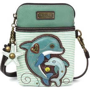 CHALA Cell Phone Crossbody Purse-Women PU Leather/Canvas Multicolor Handbag with Adjustable Strap