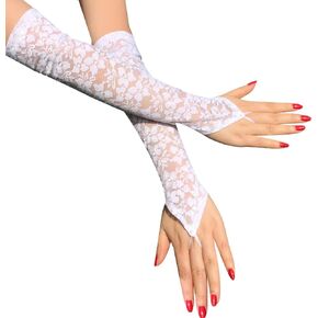 Long Opera Party 20s Fingerless Lace Gloves,Long Fingerless Lace Gloves,Lace Elbow Length Gloves